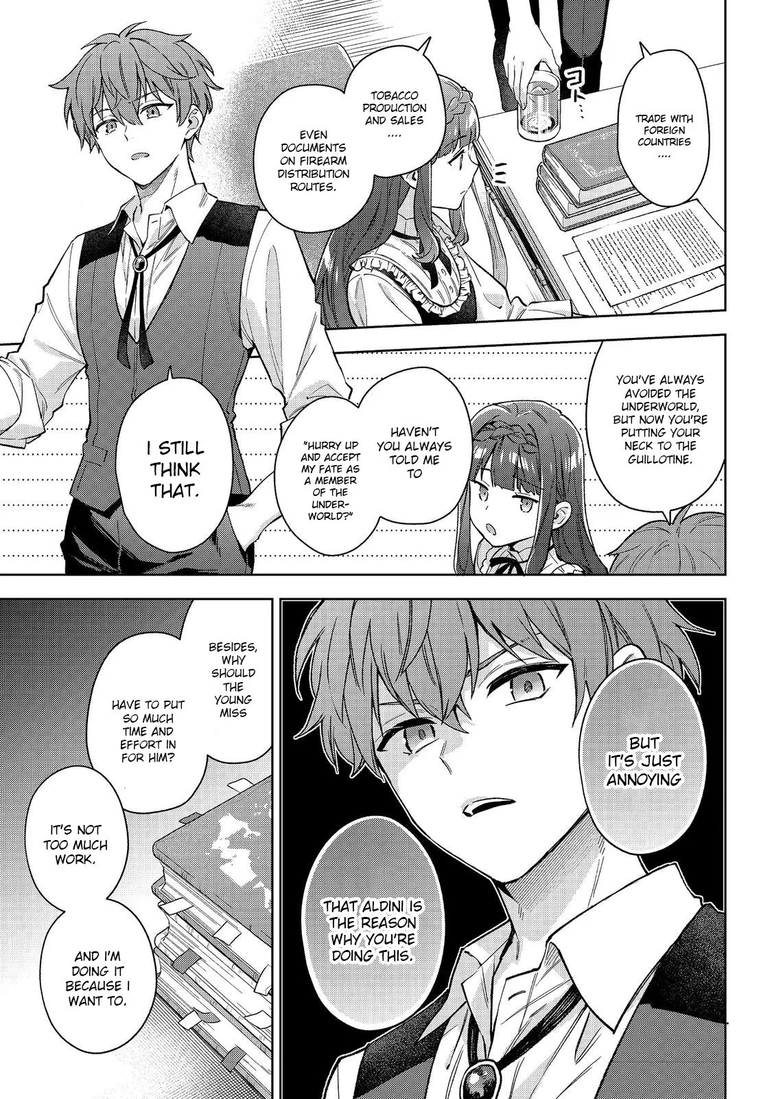 Akutou Ikka no Mana Musume, Tensei Saki mo Otome Game no Gokudou Reijou deshita.: Saijoukyuu Rank no Akuyaku-sama, Sono Dekiai wa Fuyou desu! @COMIC Chapter 24 page 17