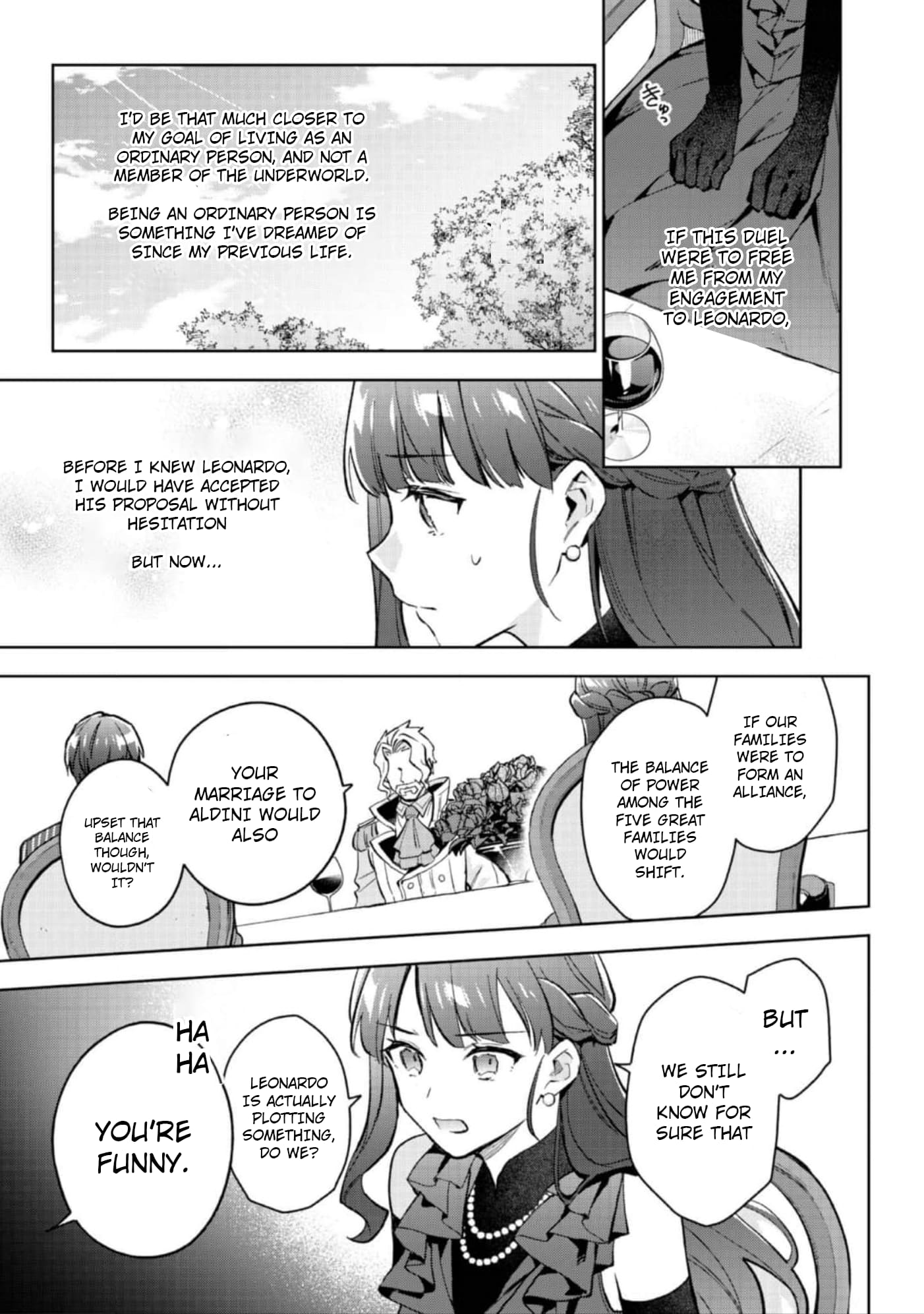 Akutou Ikka no Mana Musume, Tensei Saki mo Otome Game no Gokudou Reijou deshita.: Saijoukyuu Rank no Akuyaku-sama, Sono Dekiai wa Fuyou desu! @COMIC Chapter 21 page 22