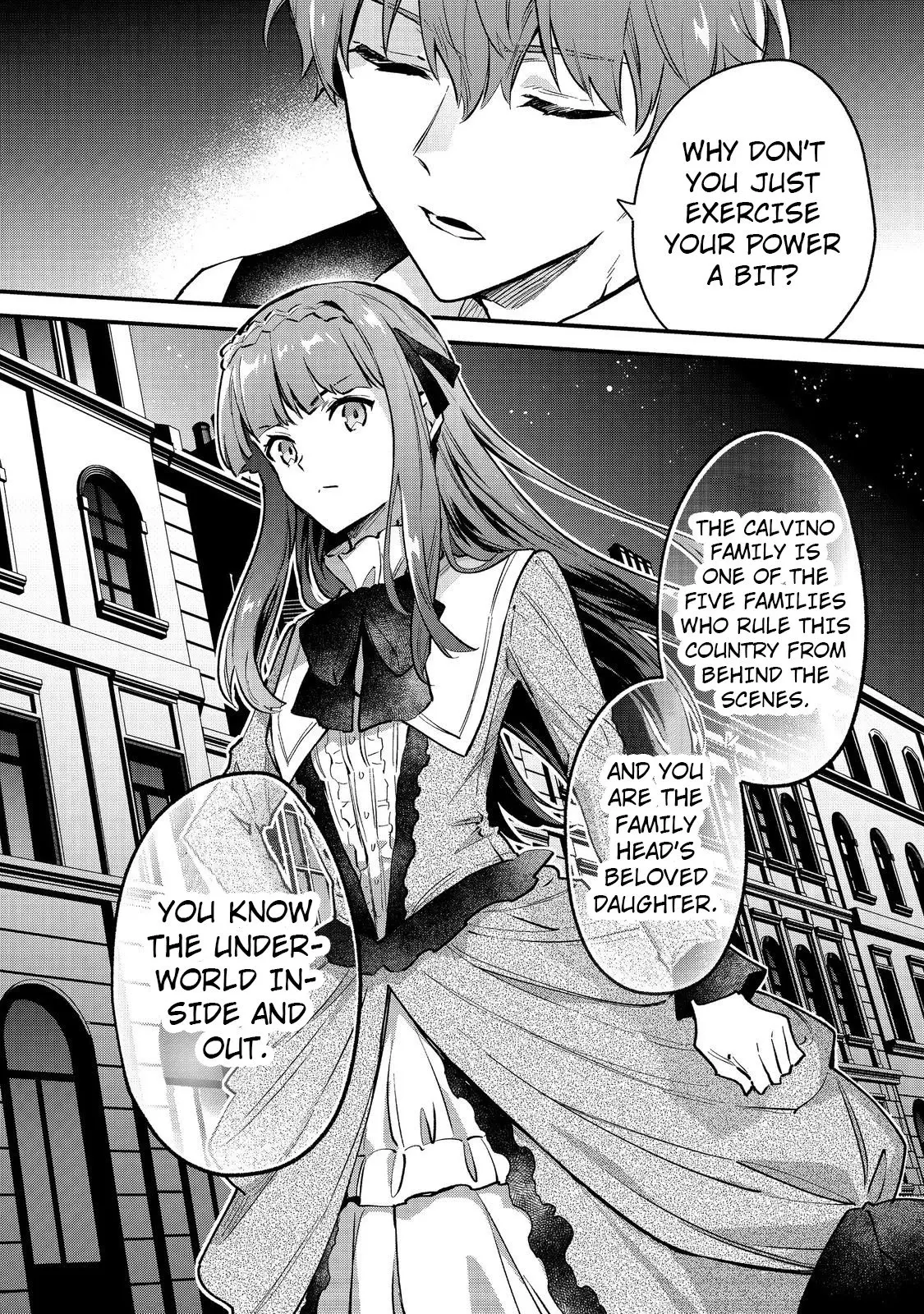 Akutou Ikka no Mana Musume, Tensei Saki mo Otome Game no Gokudou Reijou deshita.: Saijoukyuu Rank no Akuyaku-sama, Sono Dekiai wa Fuyou desu! @COMIC Chapter 1 page 13