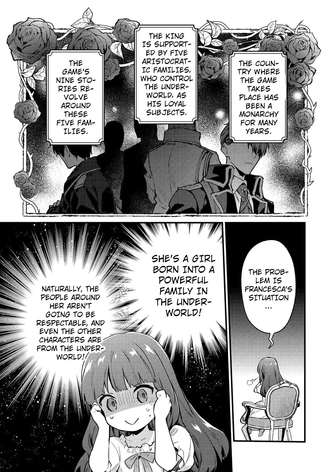 Akutou Ikka no Mana Musume, Tensei Saki mo Otome Game no Gokudou Reijou deshita.: Saijoukyuu Rank no Akuyaku-sama, Sono Dekiai wa Fuyou desu! @COMIC Chapter 1 page 34