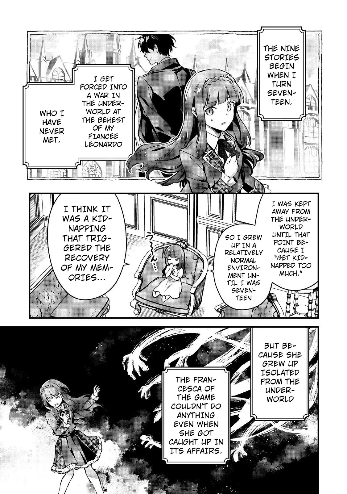 Akutou Ikka no Mana Musume, Tensei Saki mo Otome Game no Gokudou Reijou deshita.: Saijoukyuu Rank no Akuyaku-sama, Sono Dekiai wa Fuyou desu! @COMIC Chapter 1 page 36