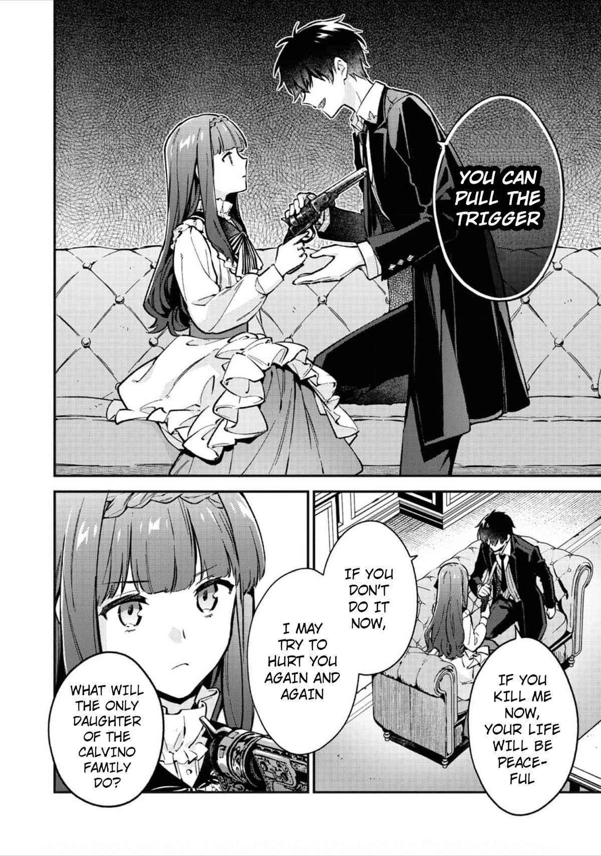 Akutou Ikka no Mana Musume, Tensei Saki mo Otome Game no Gokudou Reijou deshita.: Saijoukyuu Rank no Akuyaku-sama, Sono Dekiai wa Fuyou desu! @COMIC Chapter 2 page 19