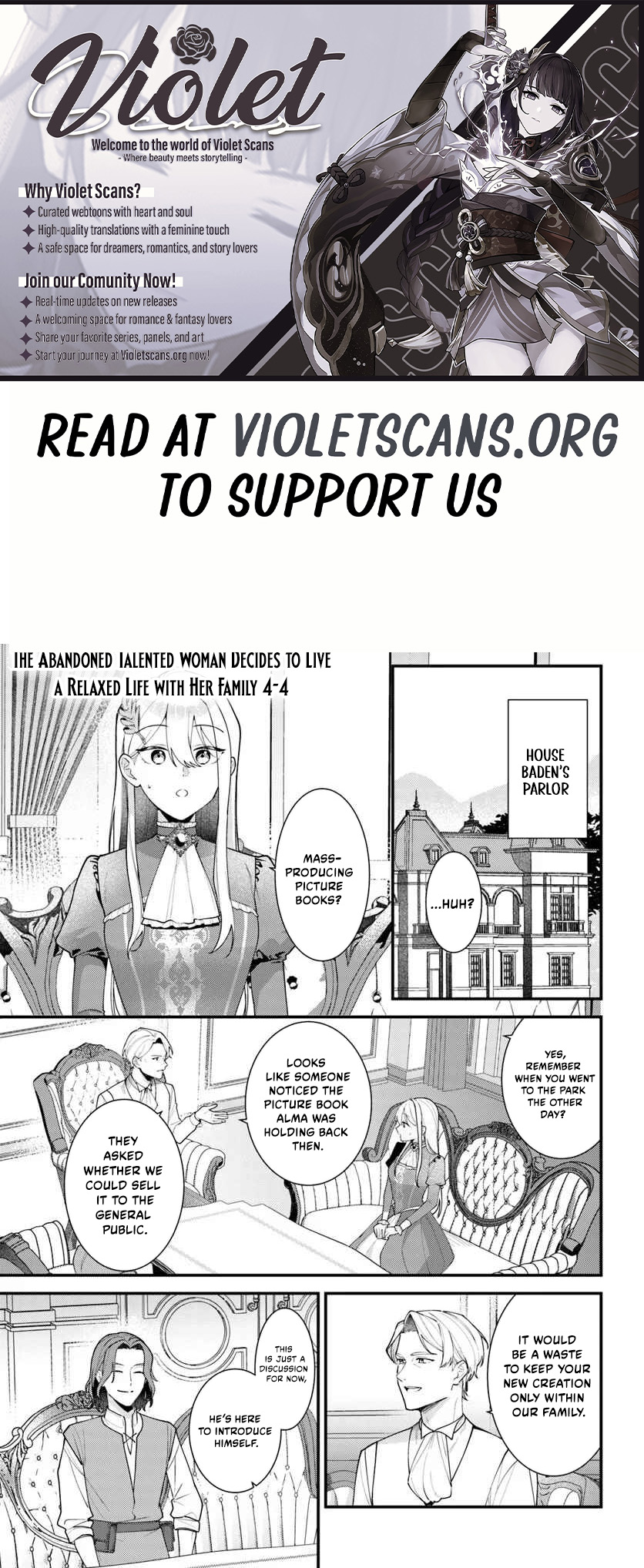 The Abandoned Talented Woman Decides to Live a Relaxed Life With Her Family Chapter 4.4 page 1